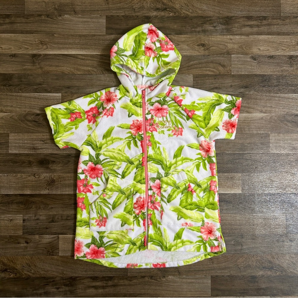 Tommy Bahama Kids Floral Terry Cloth Hooded Cover-Up L/XL (7–12)